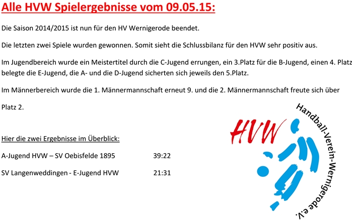 Schluß, Aus. Die Spielzeit 2014/2015 ist  vorbei